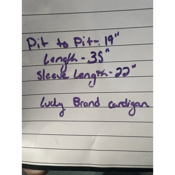 Lucky Brand Womens Black Beige Gray Open Front Geomstric Cardigan Sweater Size M - Picture 7 of 13